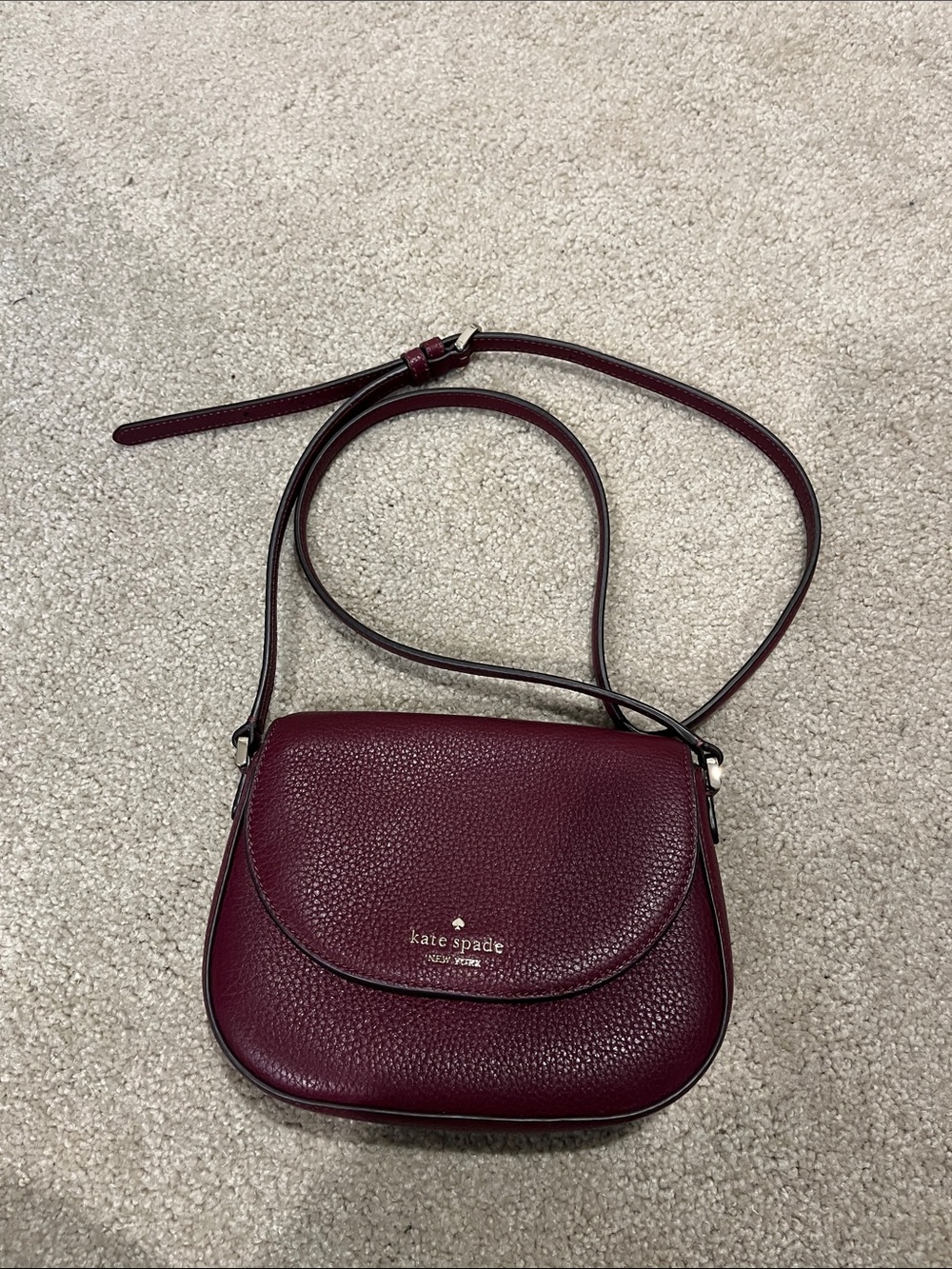 kate spade Pebbled Leather Crossbody in Burgundy Wine